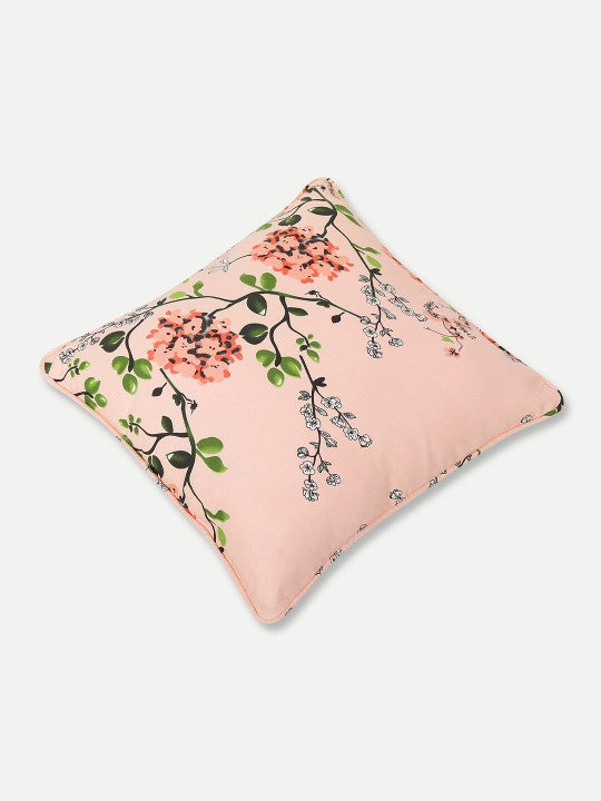 Floral Printed Baby Pink Medium Cushion Covers - Set of 2