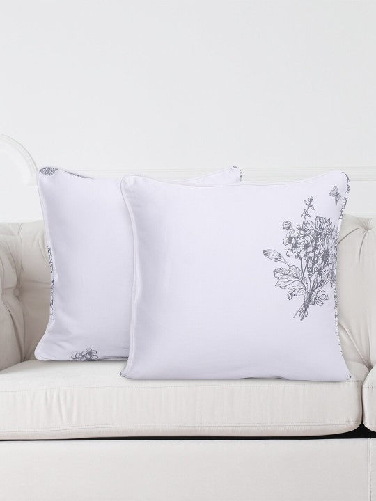 Ethnic Printed White Cushion Covers - Set of 2