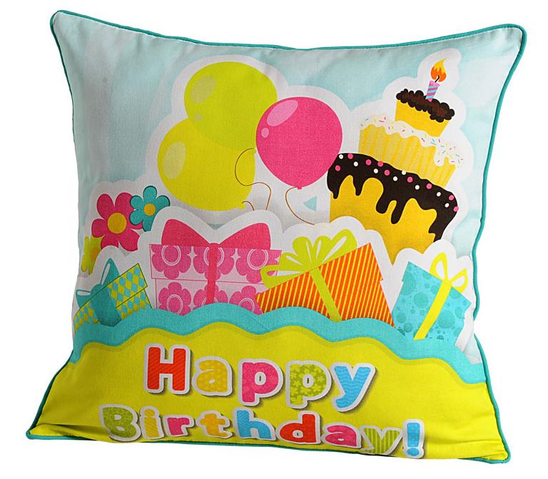 Happy Birthday Celebration Cushion Covers – Pack of 2 Party Theme Design for Kids Room Décor