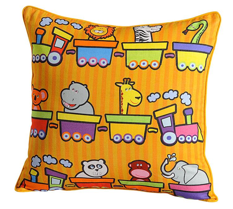 Chuk Chuk Animal Train Cushion Covers – Pack of 2 Fun Cartoon Design for Kids Room Decor