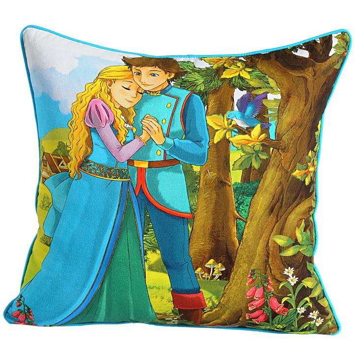 Enchanted Forest Love Story Cushion Covers – Pack of 2 Cute Cartoon Couple Design