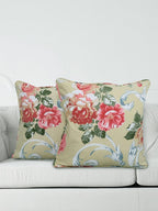 Floral Printed Green Small Cushion Covers - Set of 2