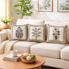 Swayam Beige Ethnic Floral Printed Cushion Covers Set of 3 (16x16 Inches)