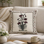 Swayam Beige Ethnic Floral Printed Cushion Covers Set of 3 (16x16 Inches)