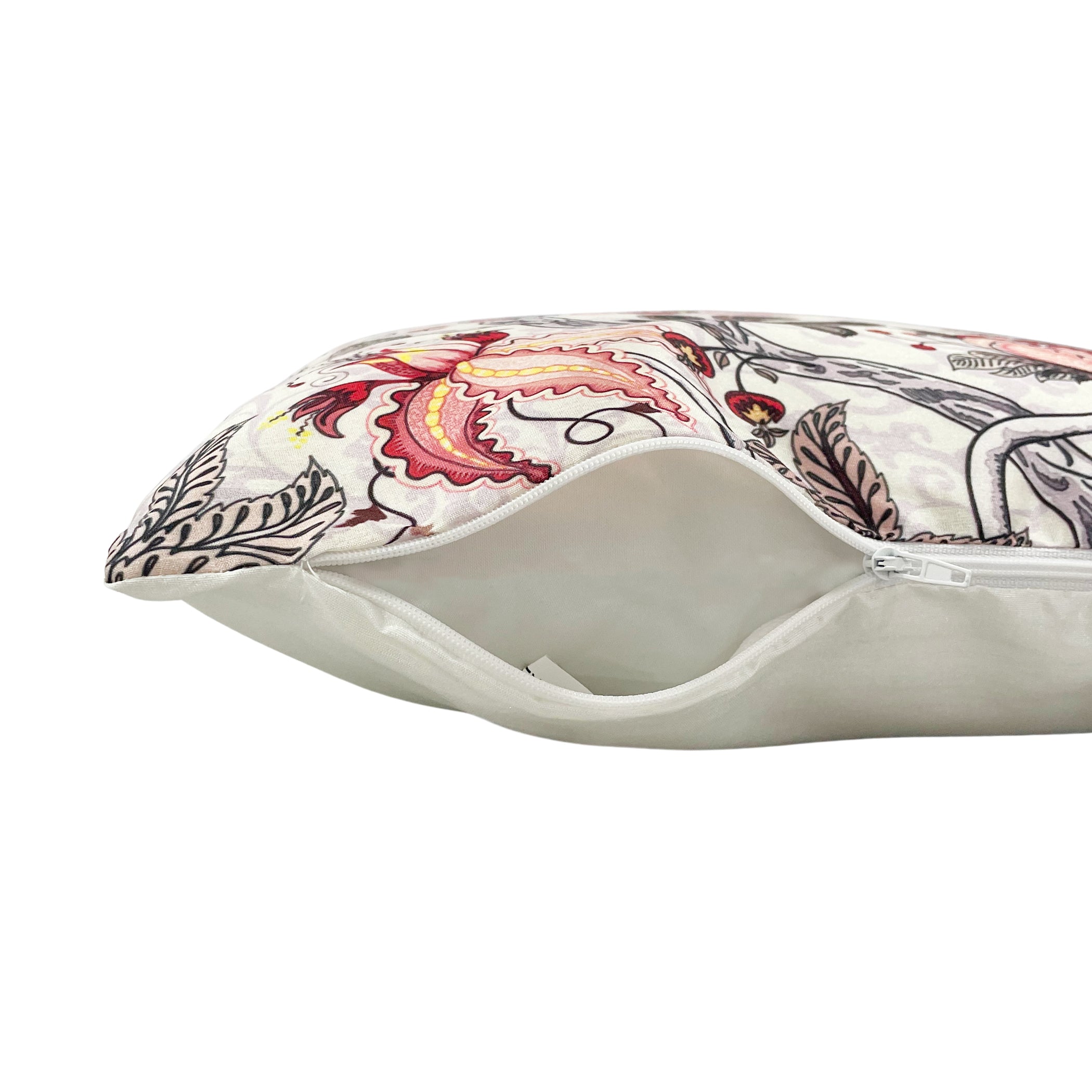Swayam Beige Floral Printed Cushion Covers Set of 3 (16x16 Inches)