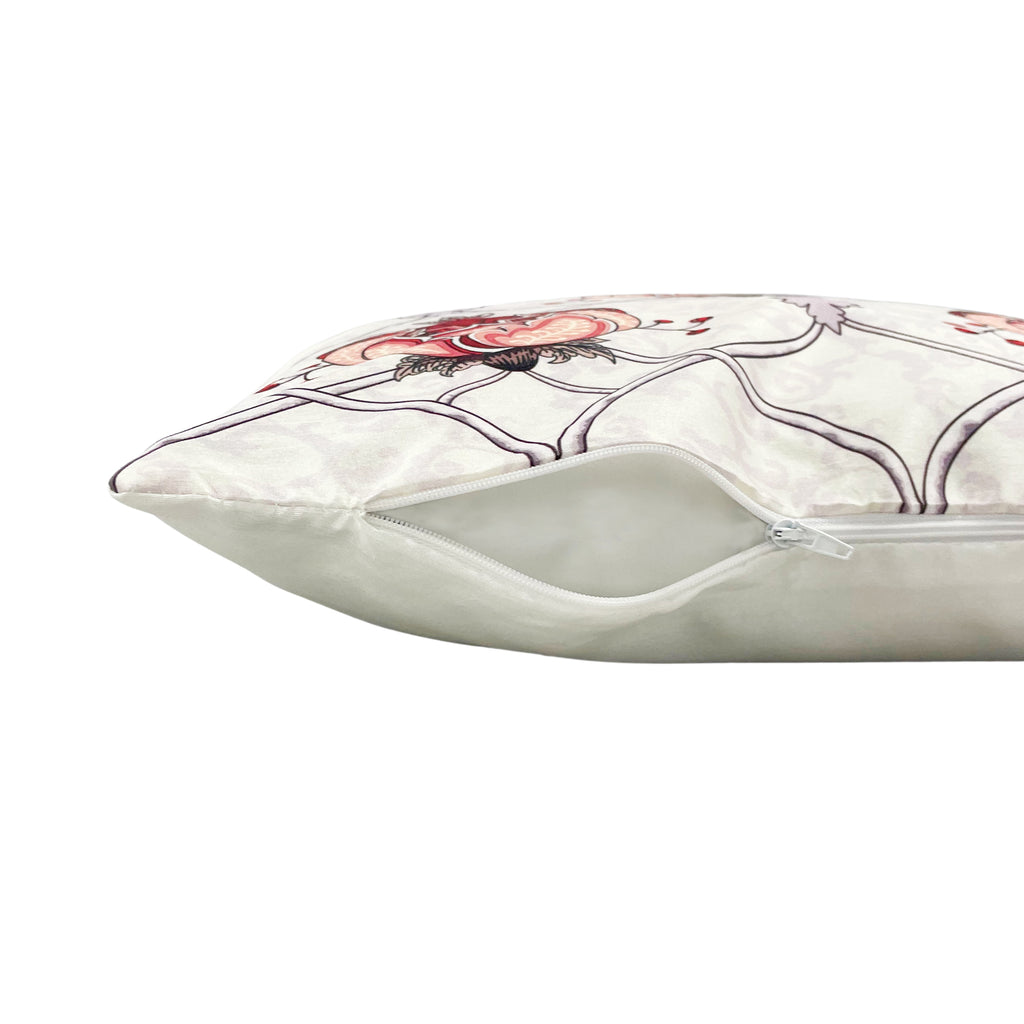 Swayam Beige & Red Ethnic Printed Cushion Covers Set of 3 (16x16 Inches)