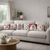 Swayam Beige & Red Ethnic Floral Printed Cushion Covers Set of 6 (16x16 Inches)