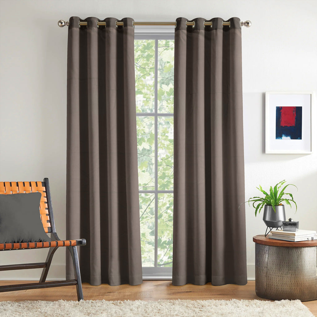 Chocolate Brown Serenity 110 GSM Polyester 60% Blackout Eyelet Curtain