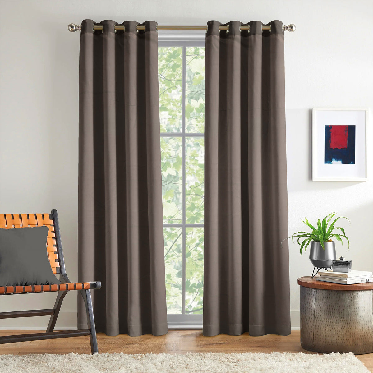 Chocolate Brown Serenity 110 GSM Polyester 60% Blackout Eyelet Curtain