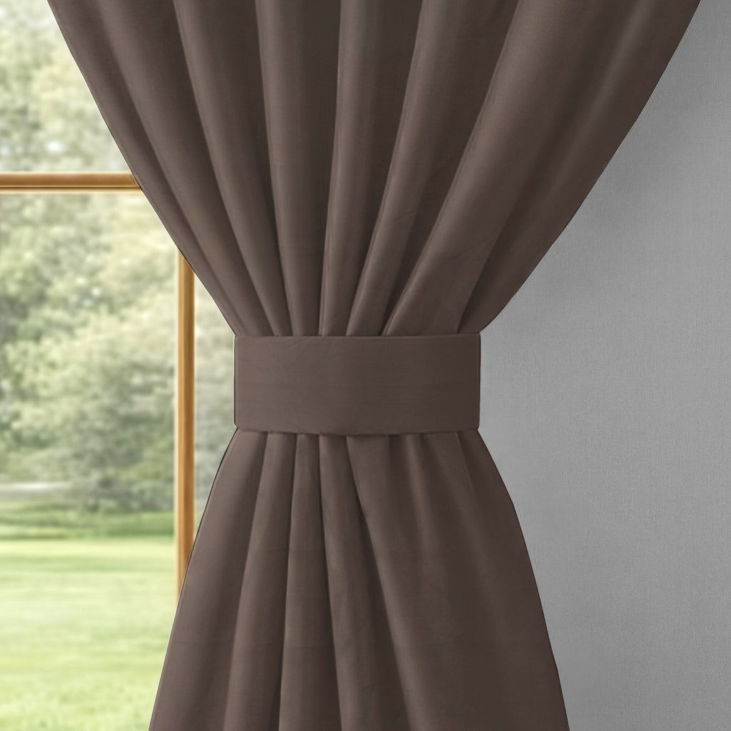 Chocolate Brown Serenity 110 GSM Polyester 60% Blackout Eyelet Curtain