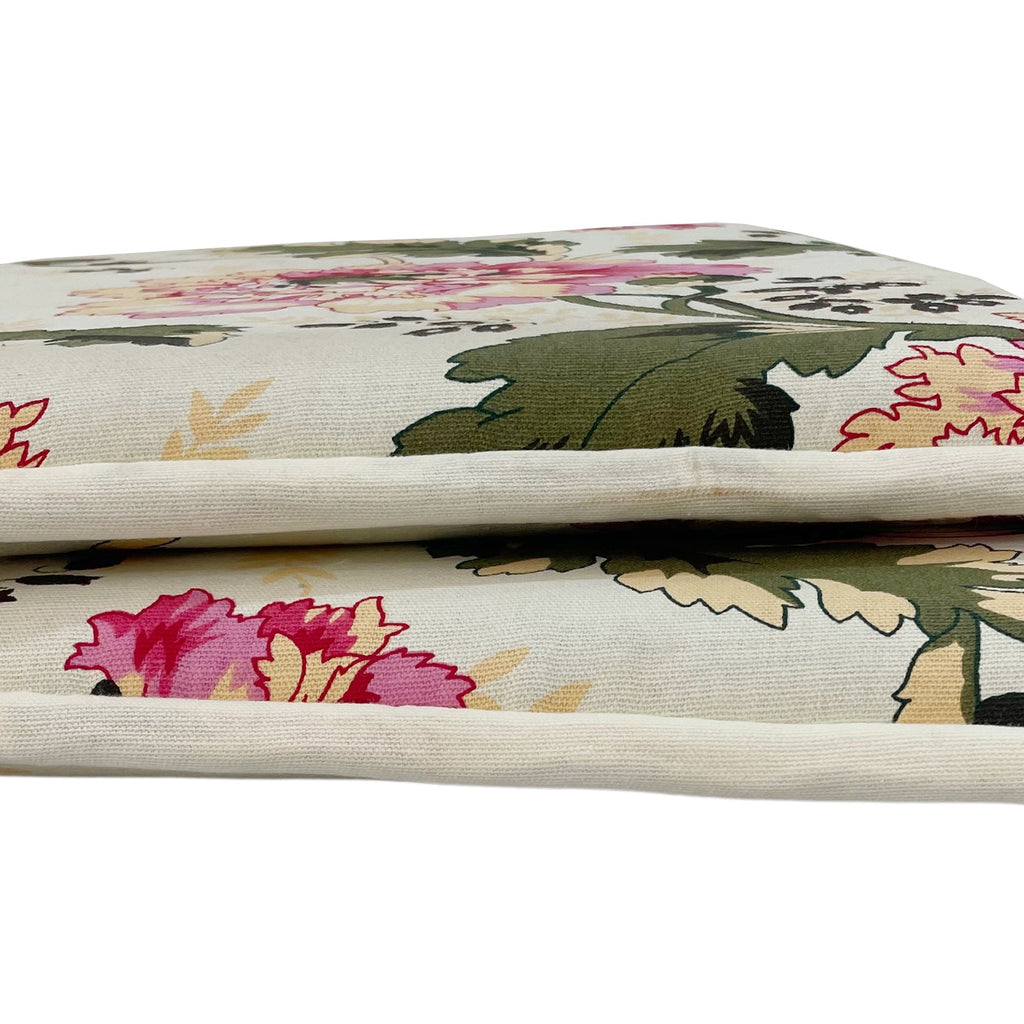 Pack of 2 Premium Printed Chair Pads – Beige Floral Design – Soft Cushions with Tie-Ups