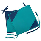 Pack of 2 Premium Chair Pads – Teal & Navy Blue – Soft Cushions with Tie-Ups