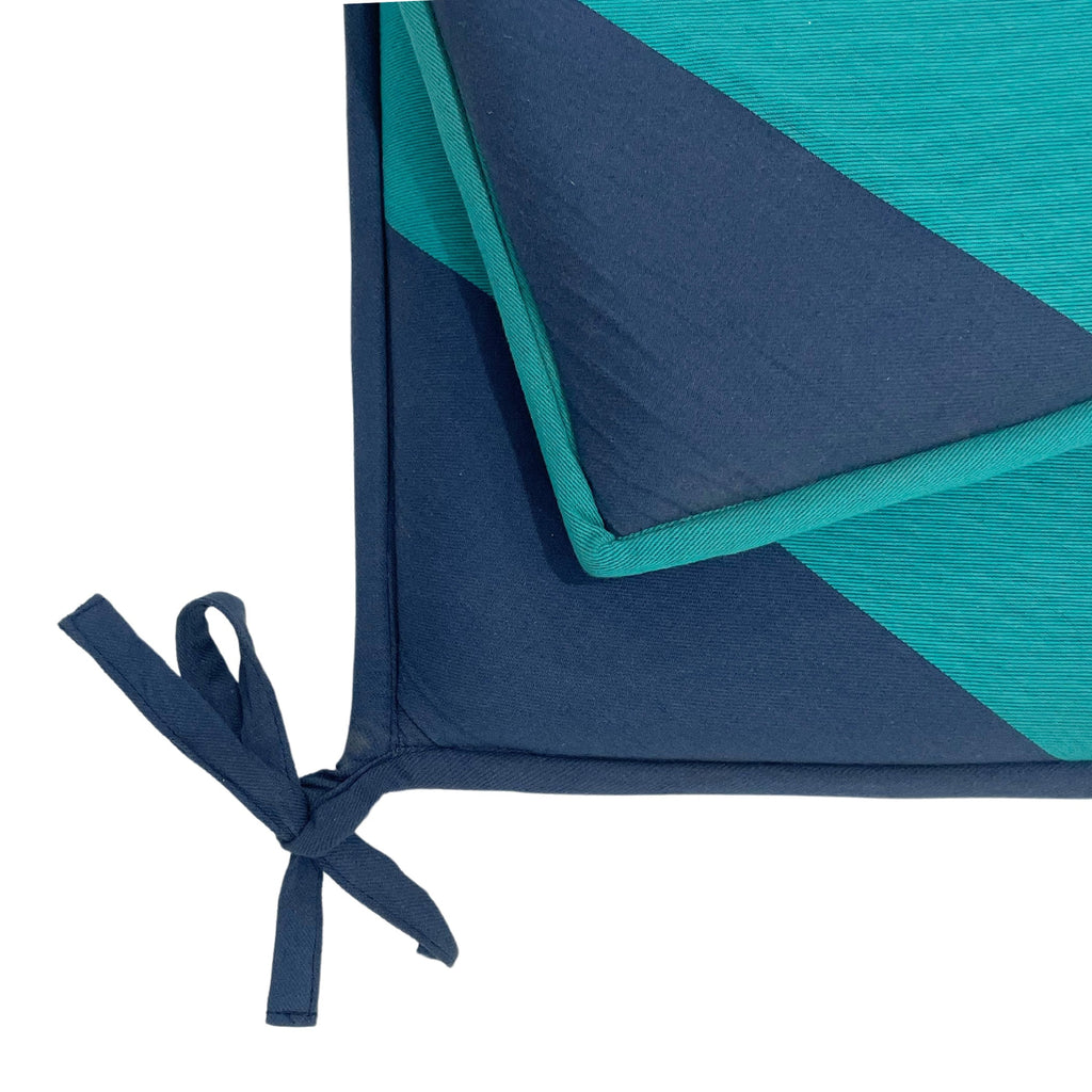 Pack of 2 Premium Chair Pads – Teal & Navy Blue – Soft Cushions with Tie-Ups