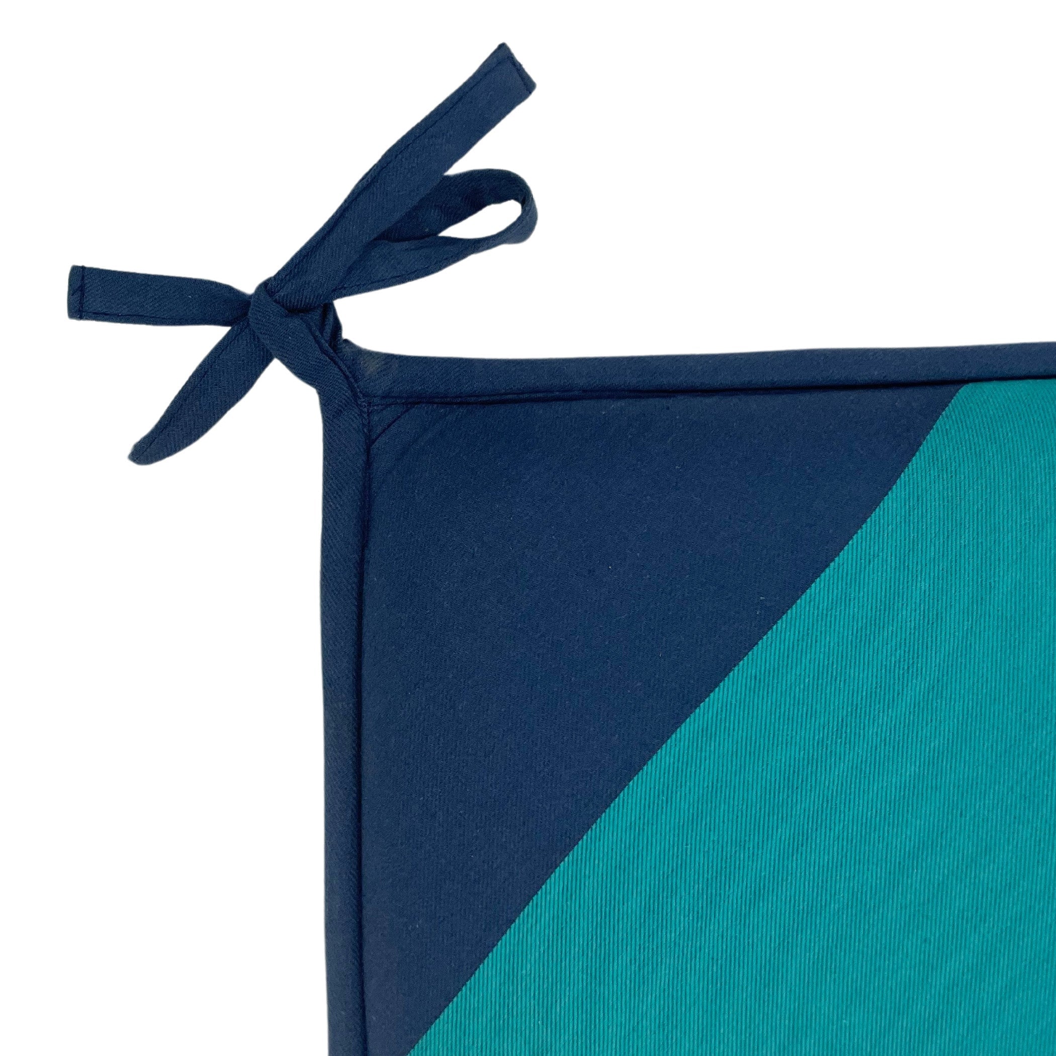 Pack of 2 Premium Chair Pads – Teal & Navy Blue – Soft Cushions with Tie-Ups