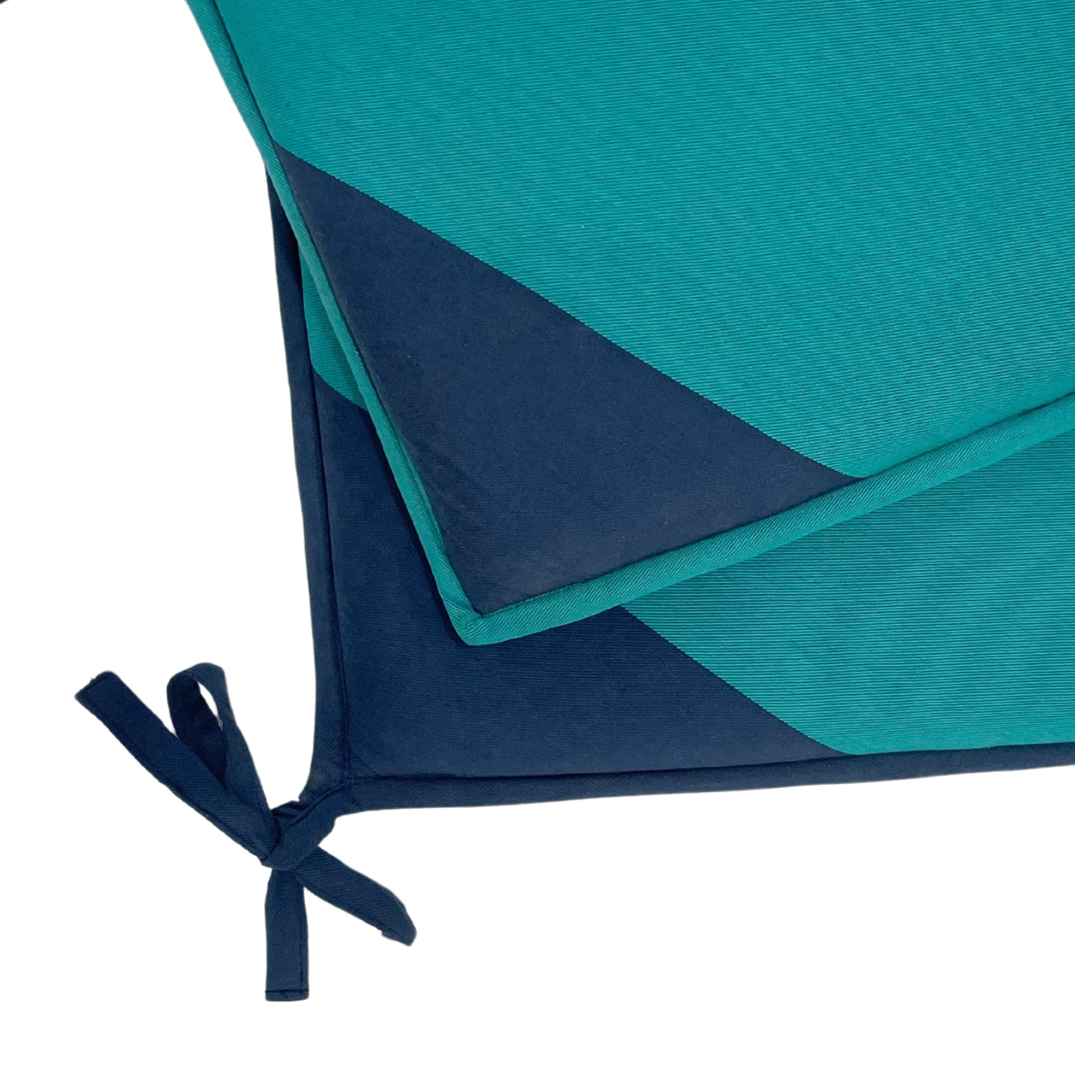 Pack of 2 Premium Chair Pads – Teal & Navy Blue – Soft Cushions with Tie-Ups