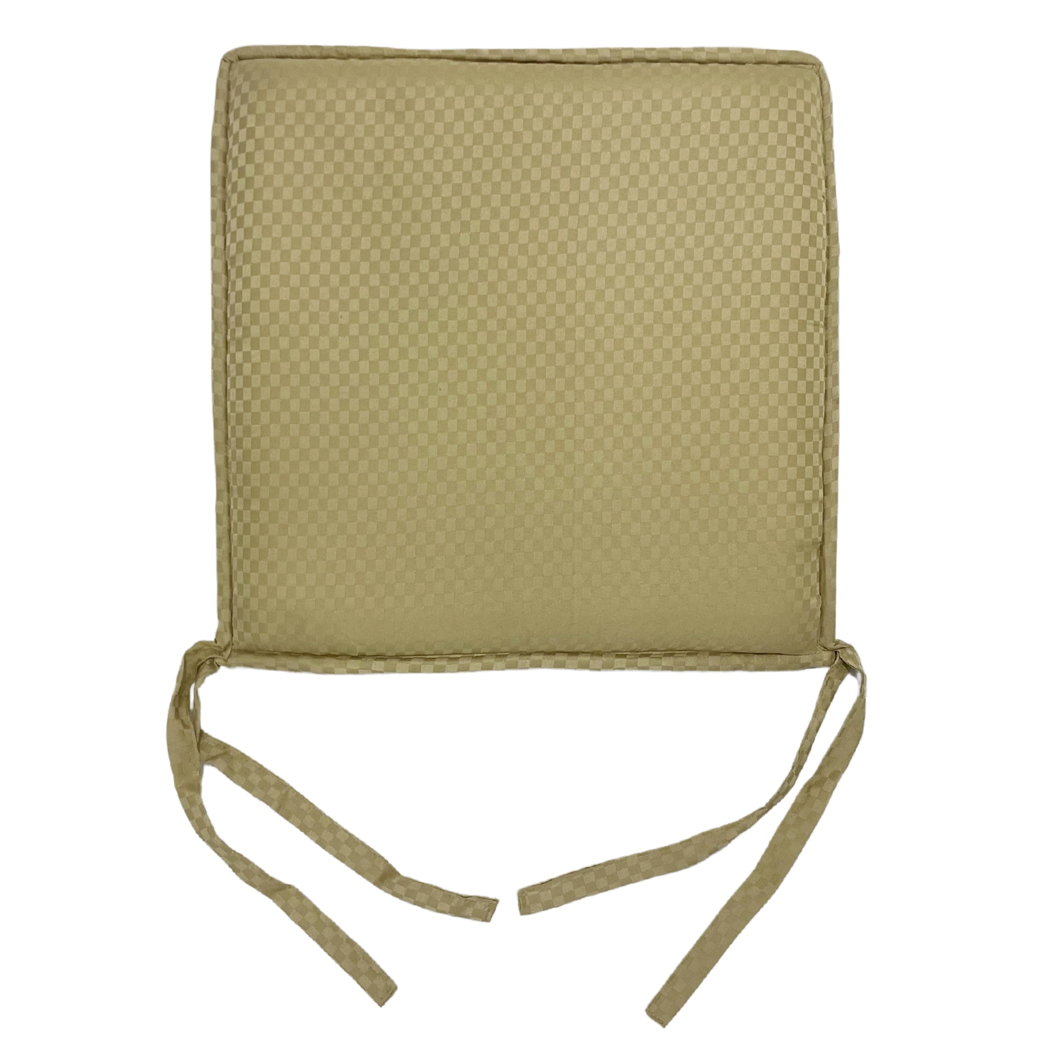 Solid Cotton Chair Pad with Tie-Up Strings - Beige