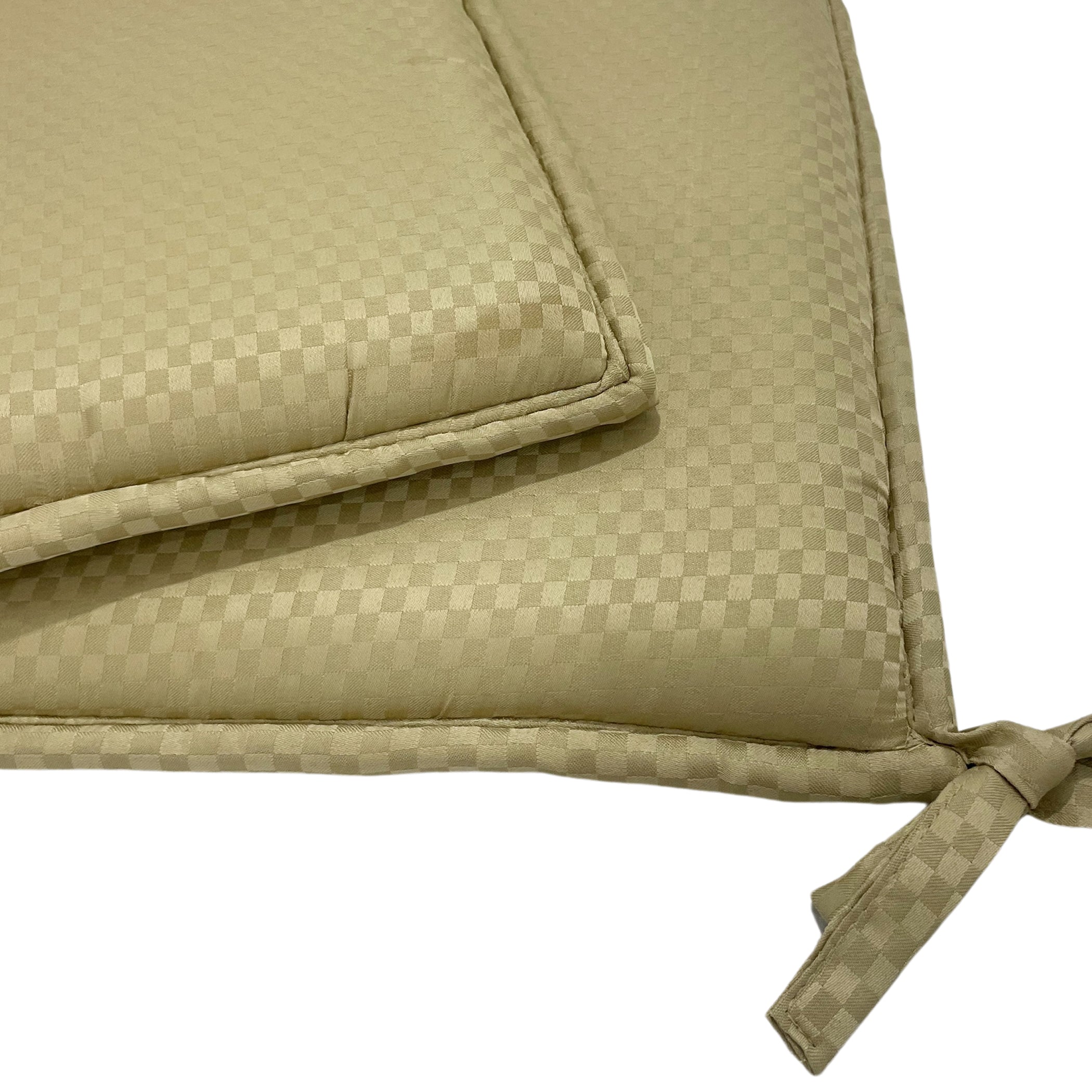 Solid Cotton Chair Pad with Tie-Up Strings - Beige