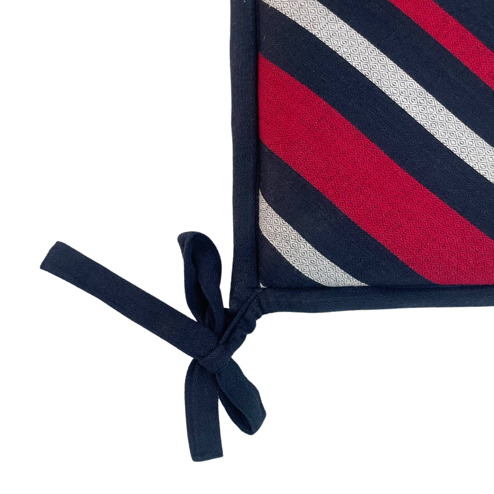 Pack of 6 Premium Chair Pads – Black, Red & Grey Striped – Soft Cushions with Tie-Ups