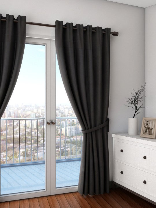 Premium Blackout Solid Black Door Curtains