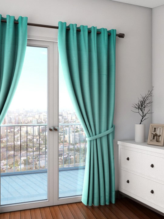 Premium Blackout Solid Teal Door Curtains