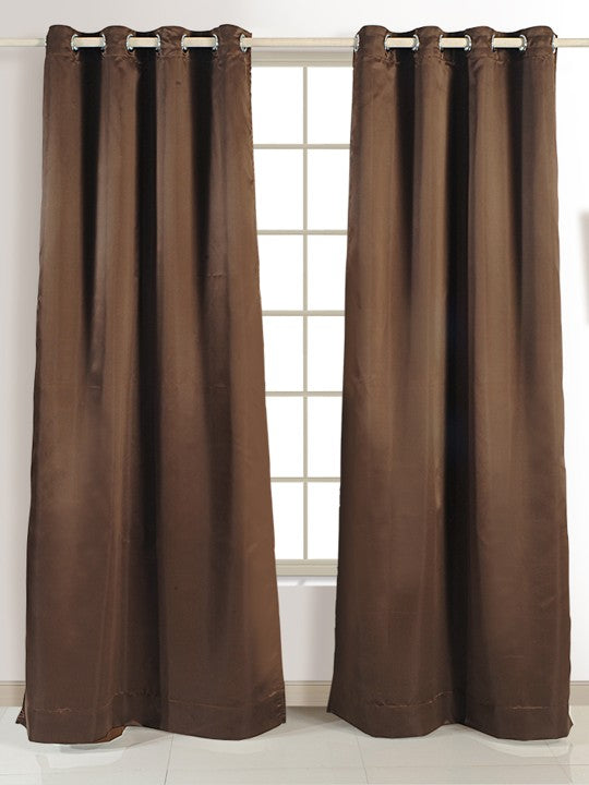 Solid Chocolate Brown Door Curtain – 7.5 ft | Eyelet Style | Rich Minimal Look