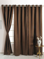 Solid Chocolate Brown Door Curtain – 7.5 ft | Eyelet Style | Rich Minimal Look
