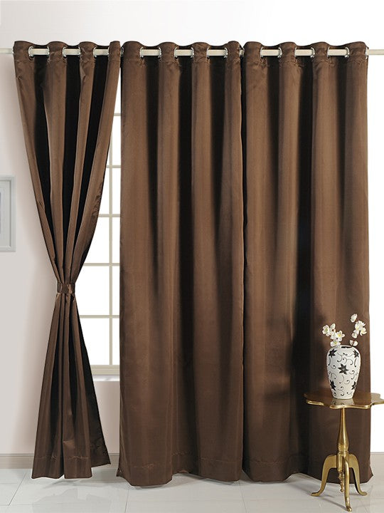 Solid Chocolate Brown Door Curtain – 7.5 ft | Eyelet Style | Rich Minimal Look