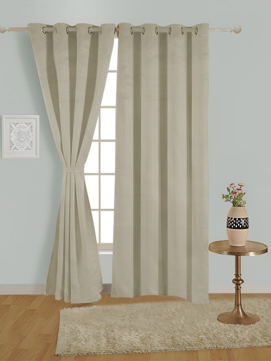 Solid Beige Door Curtain – 7.5 ft | Eyelet Style | Soft Neutral Elegance