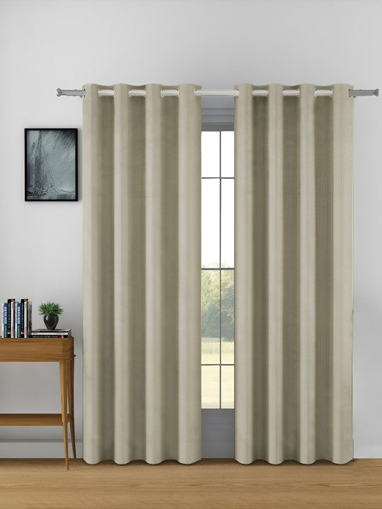 Solid Beige Door Curtain – 7.5 ft | Eyelet Style | Soft Neutral Elegance