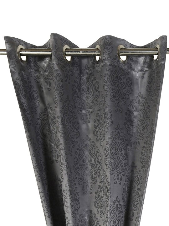 Jacquard Damask Charcoal Grey Door Curtains