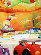 Kids Cartoon Vehicle Print Door Curtain – 7.5 ft | Eyelet Style | Fun & Playful Design