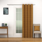 Velvet Geometric Brown Door Curtains