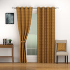 Velvet Geometric Brown Door Curtains