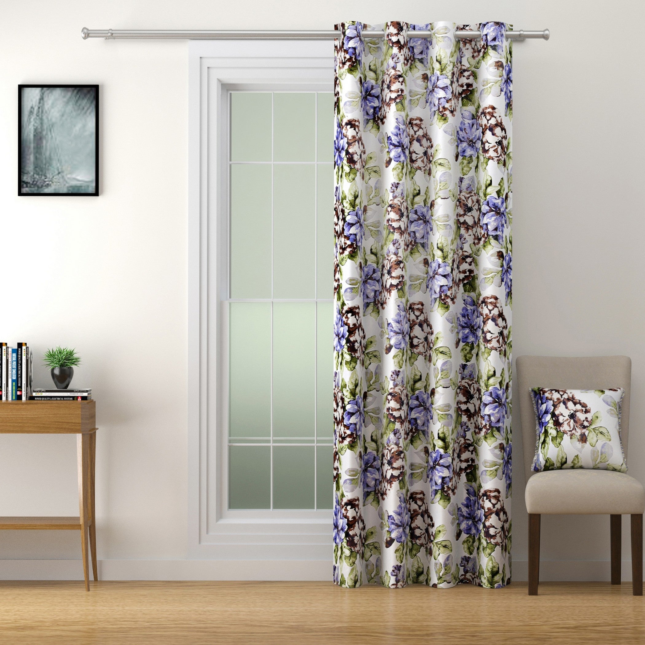 Botanical Bloom Floral Curtains – Lilac & Olive Green