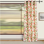 Cream Pink Floral Print Door Curtain – 7.5 ft | Eyelet Style | Classic Bloom Design