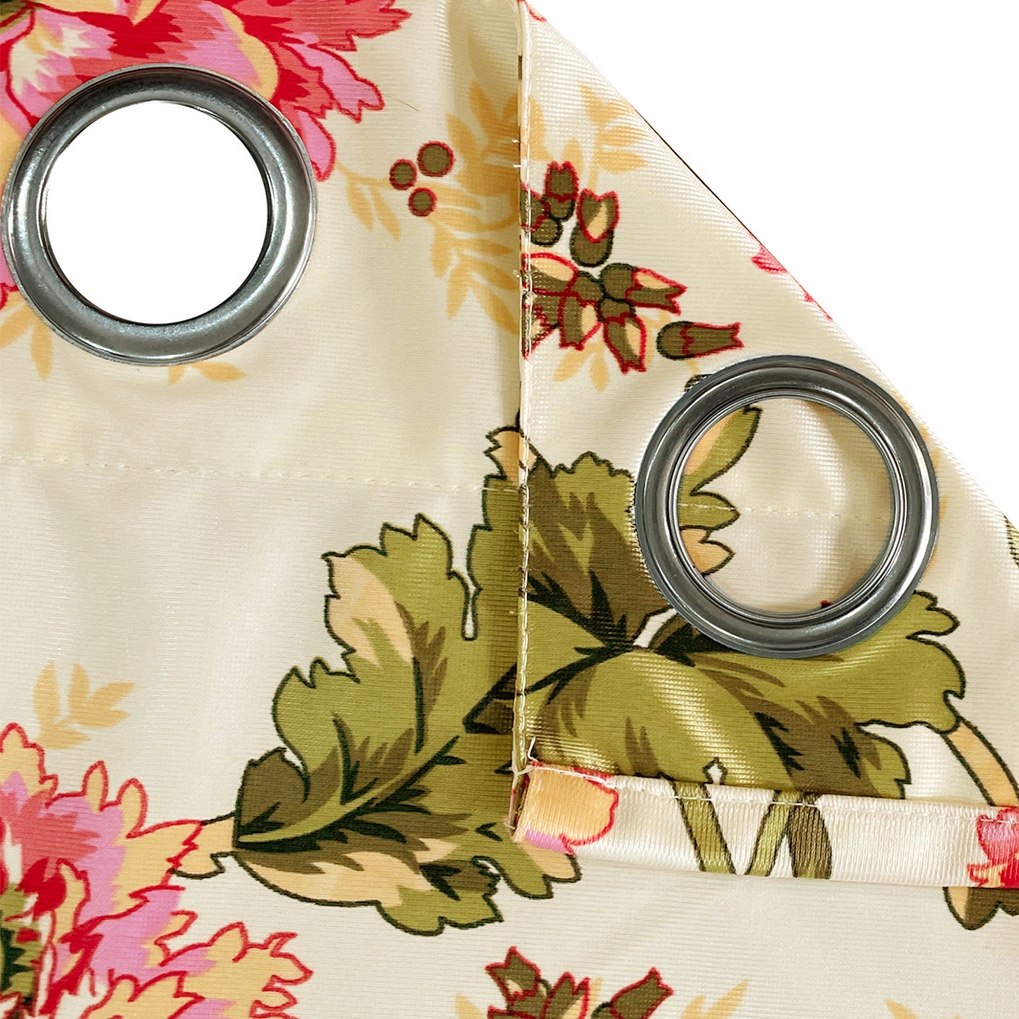 Cream Pink Floral Print Door Curtain – 7.5 ft | Eyelet Style | Classic Bloom Design