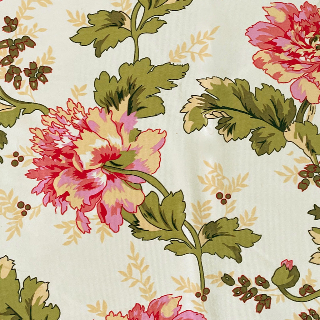 Cream Pink Floral Print Door Curtain – 7.5 ft | Eyelet Style | Classic Bloom Design