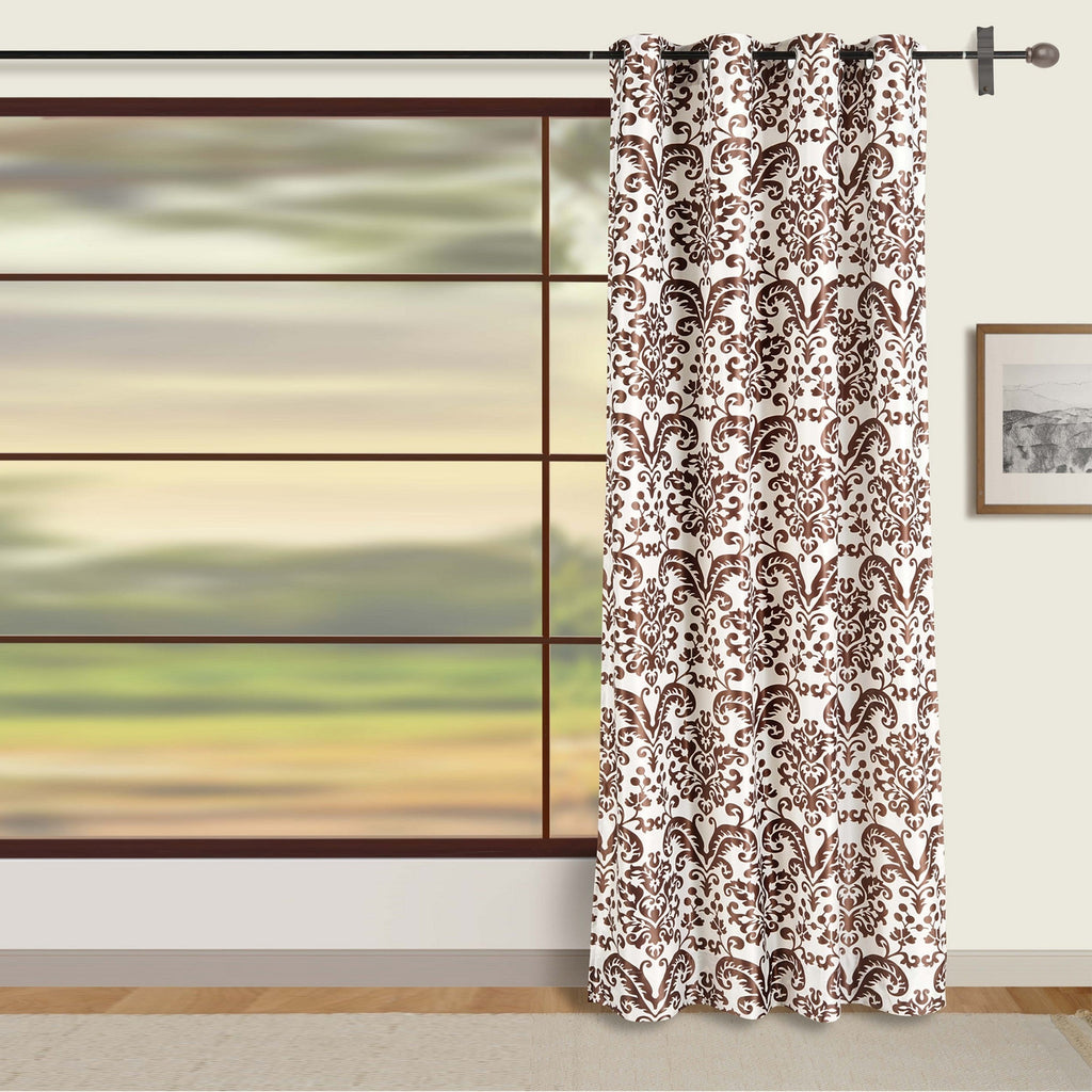 Classic Damask Door Curtains – Brown & White