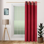 Maroon Leaf Border Door Curtain – 7.5 ft | Eyelet Style | Rich Dual-Tone Design