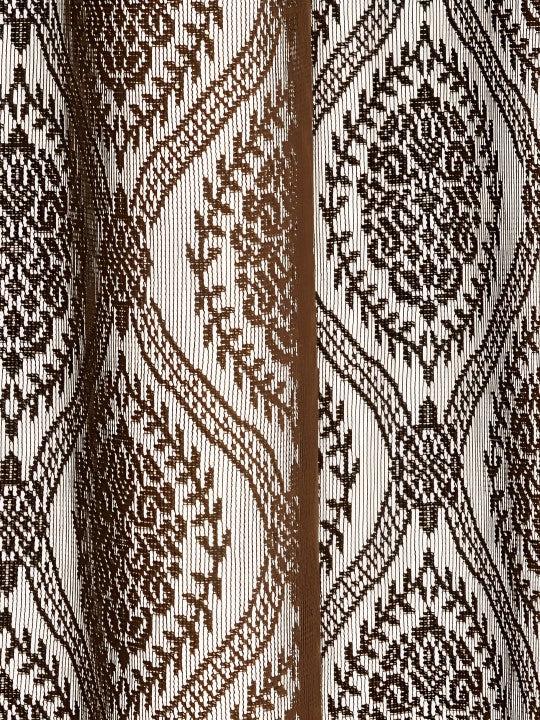 Elegant Sheer Door Curtains – Brown Lace Pattern