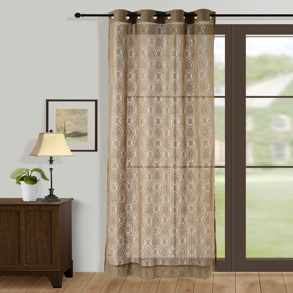 Beige Grace Sheer Lace Long Door Curtain