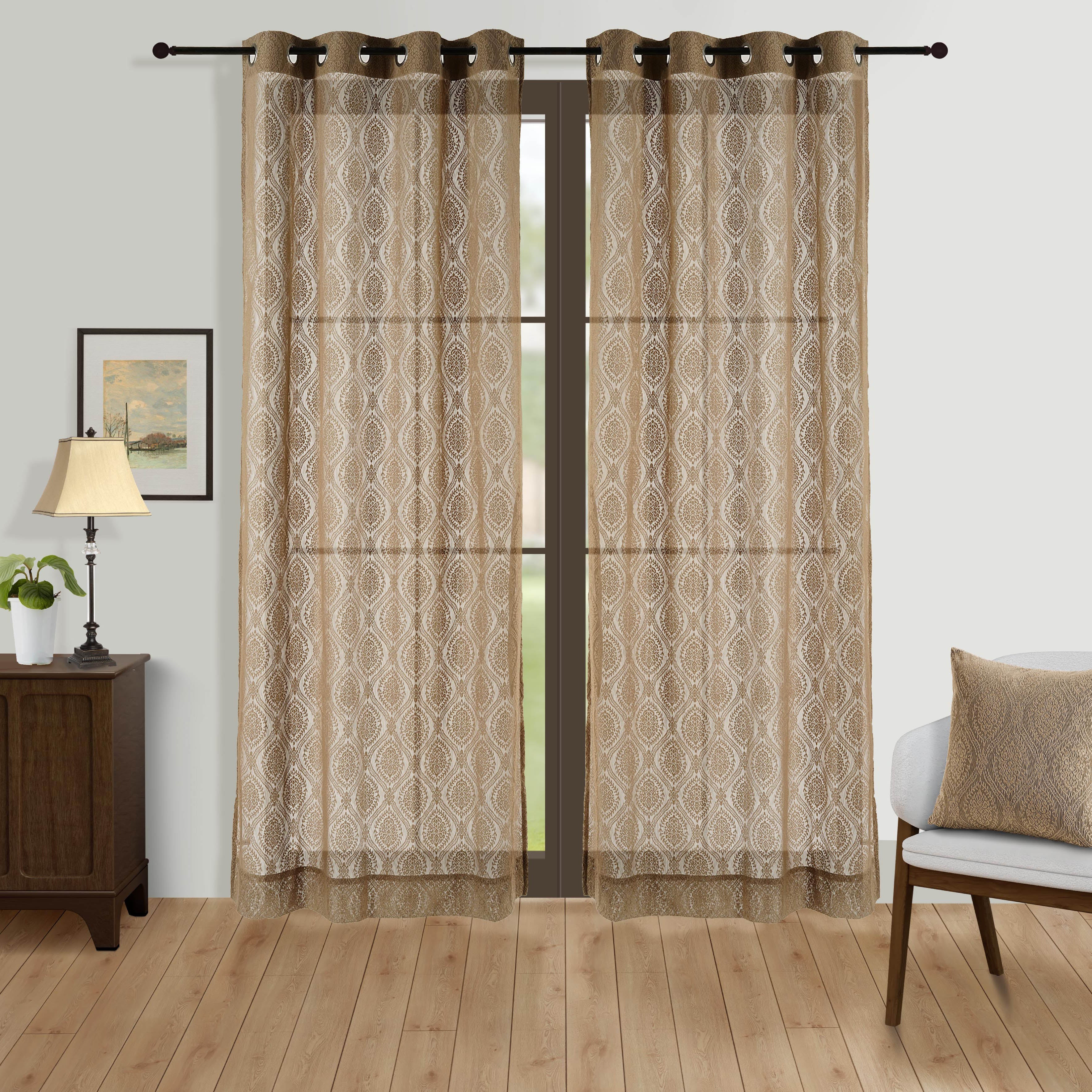 Beige Grace Sheer Lace Door Curtain