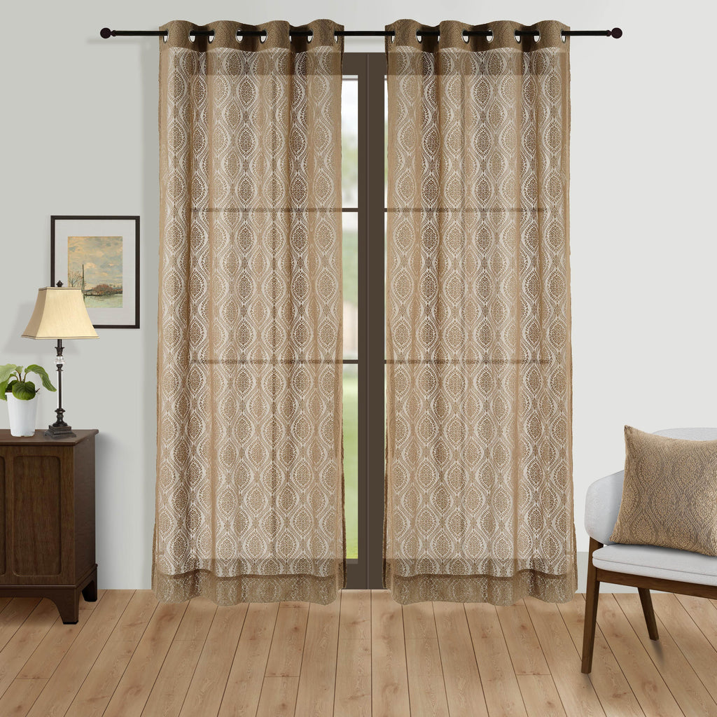 Beige Grace Sheer Lace Window Curtain