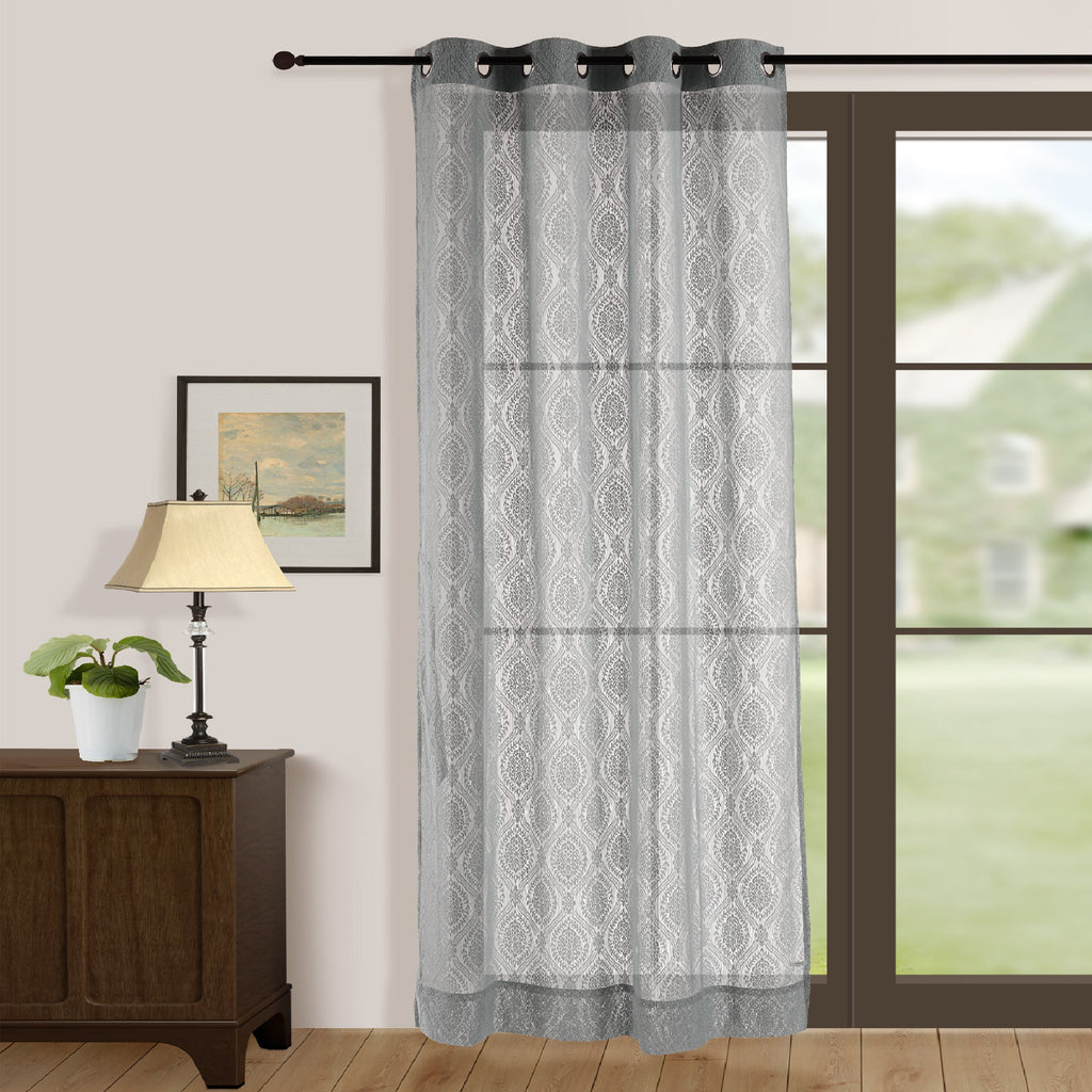 Silver Mist Sheer Lace Long Door Curtains Set of 2