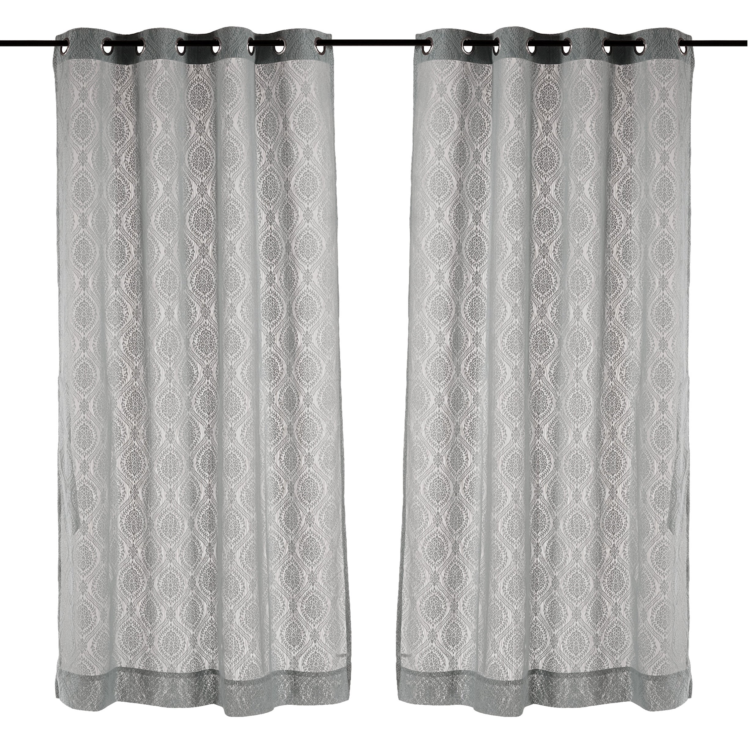 Silver Mist Sheer Lace Door Curtains Set of 2