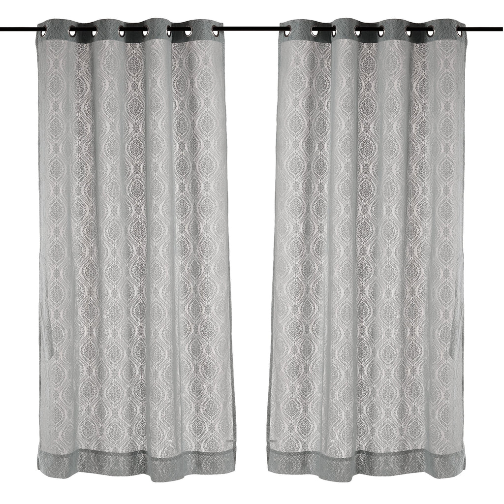 Silver Mist Sheer Lace Long Door Curtain