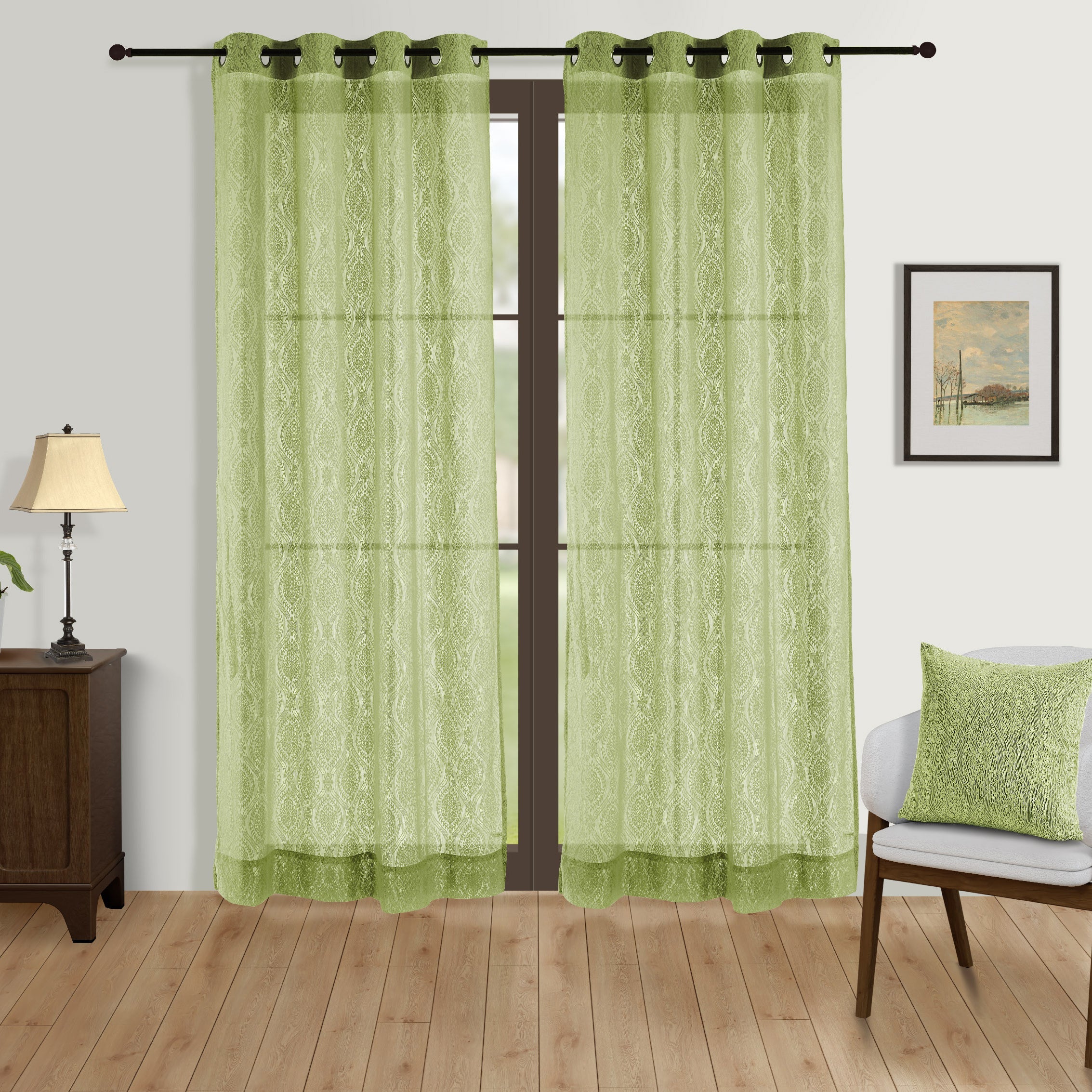 Mint Whisper Sheer Lace Door Curtain for Soft Light and Airy Elegance