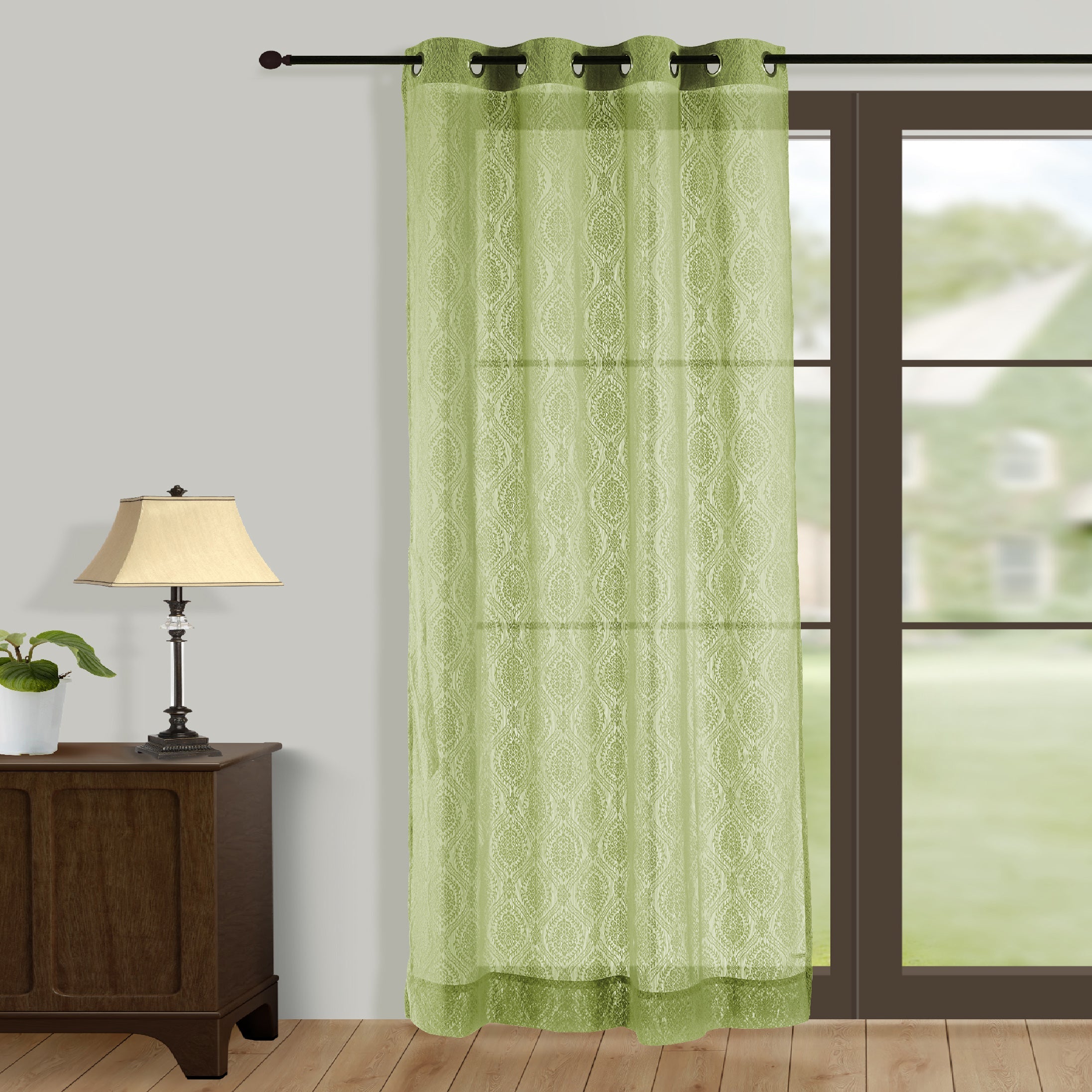 Mint Whisper Sheer Lace Door Curtain for Soft Light and Airy Elegance