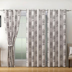 Ivory Royale Cotton Long Door Curtains Set of 2 with Elegant Mughal Motif Print
