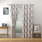 Ivory Royale Cotton Long Door Curtains Set of 2 with Elegant Mughal Motif Print